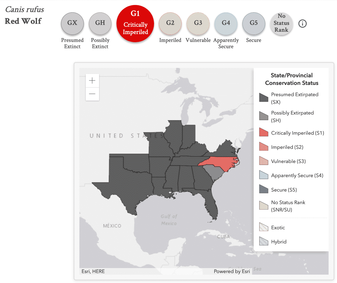 State Level Conservation Status - Nature Serve 