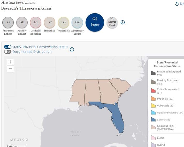 Conservation status at the state level. NatureServe Explorer