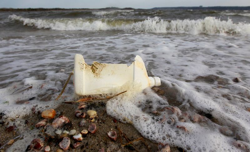 plastic floating in ocean